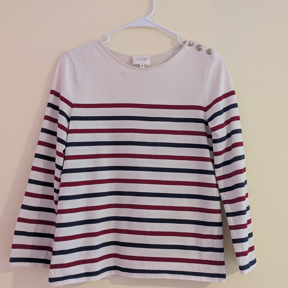 Striped Button-Shoulder Top - Picture 2 of 3